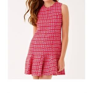 NEW LILLY PULITZER enya dress in cranberry red fiesta boucle